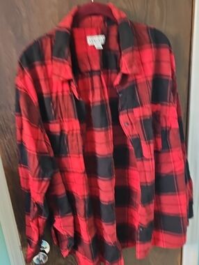 Ava & Viv Red and Black Plaid Button-Up Shirt